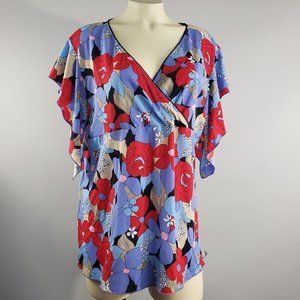 Vintage With U Made in USA floral v-neck top